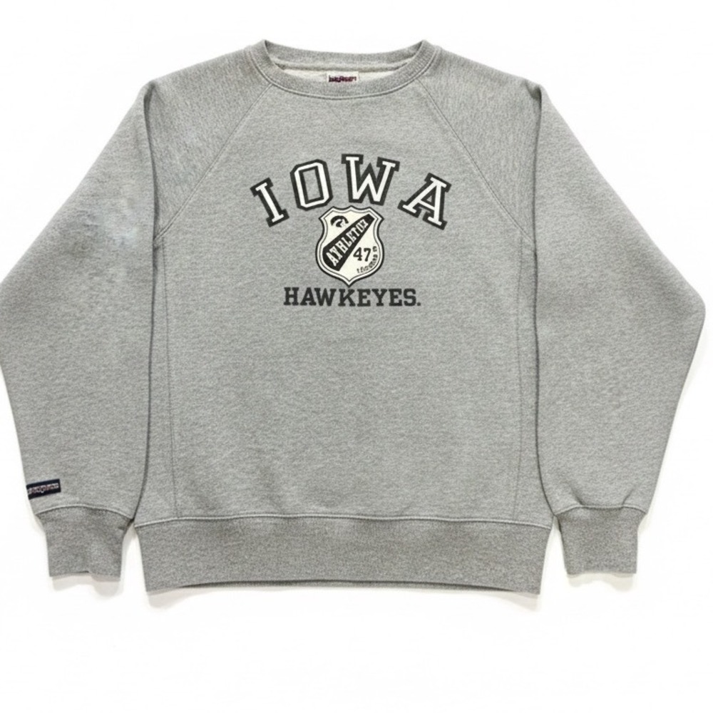 JanSport Iowa Hawkeyes Heather Gray Raglan Crewneck Sweatshirt Medium NCAA